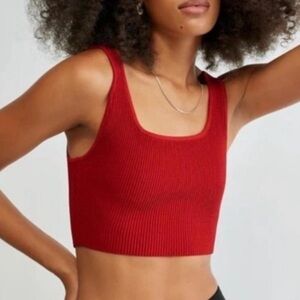Aritzia Babaton Sculpt Knit Squareneck Red Tank Top Size Medium New With Tag